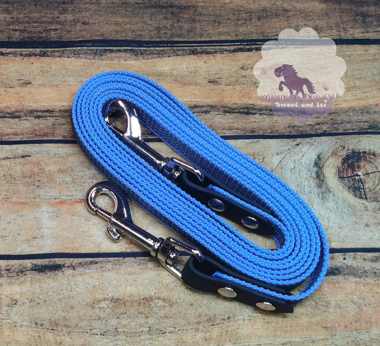 Bunte Gurtzügel mit Gummifäden - Karabiner