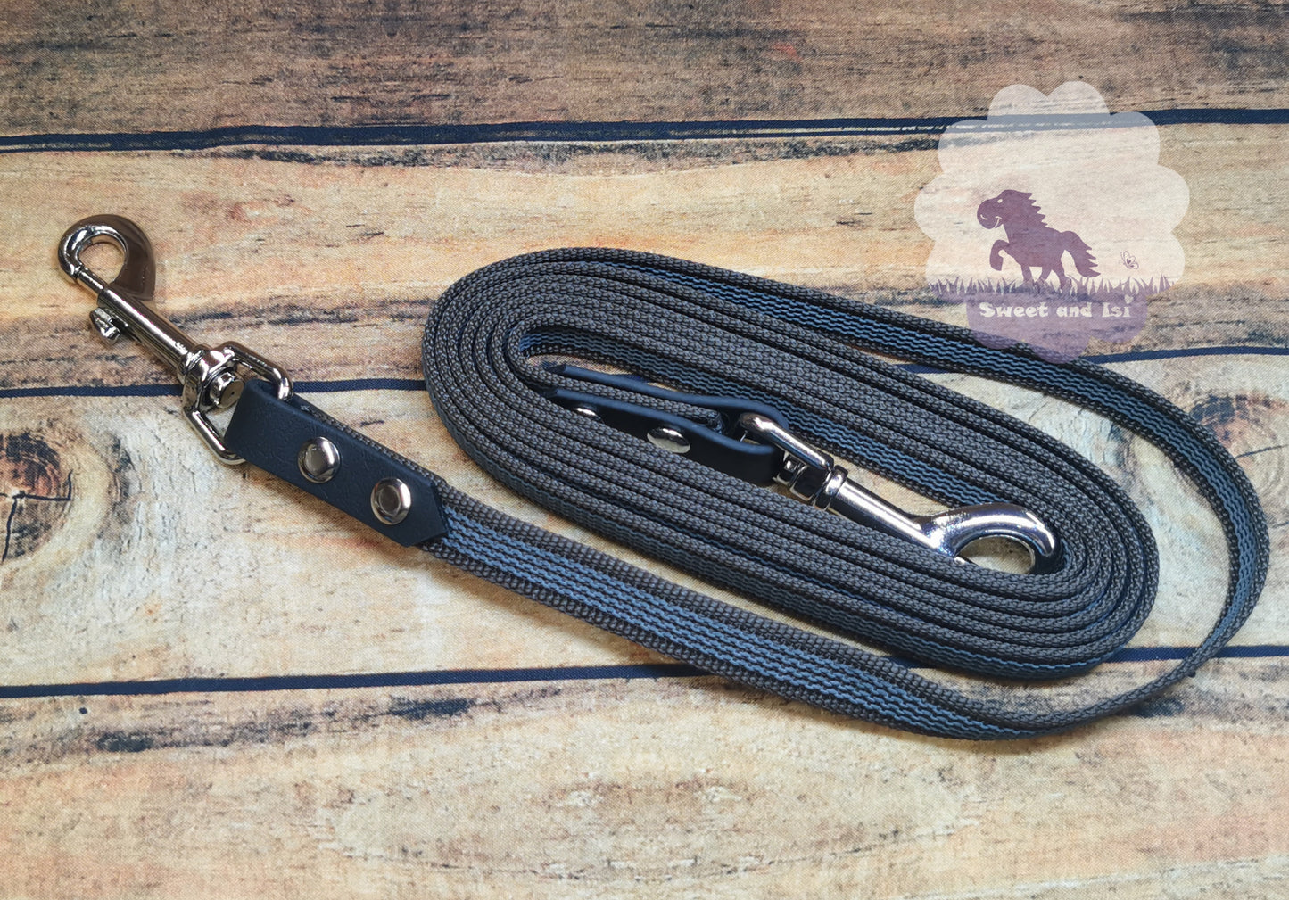 Bunte Gurtzügel mit Gummifäden - Karabiner
