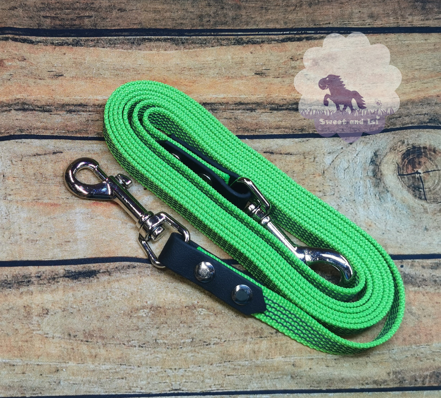 Bunte Gurtzügel mit Gummifäden - Karabiner