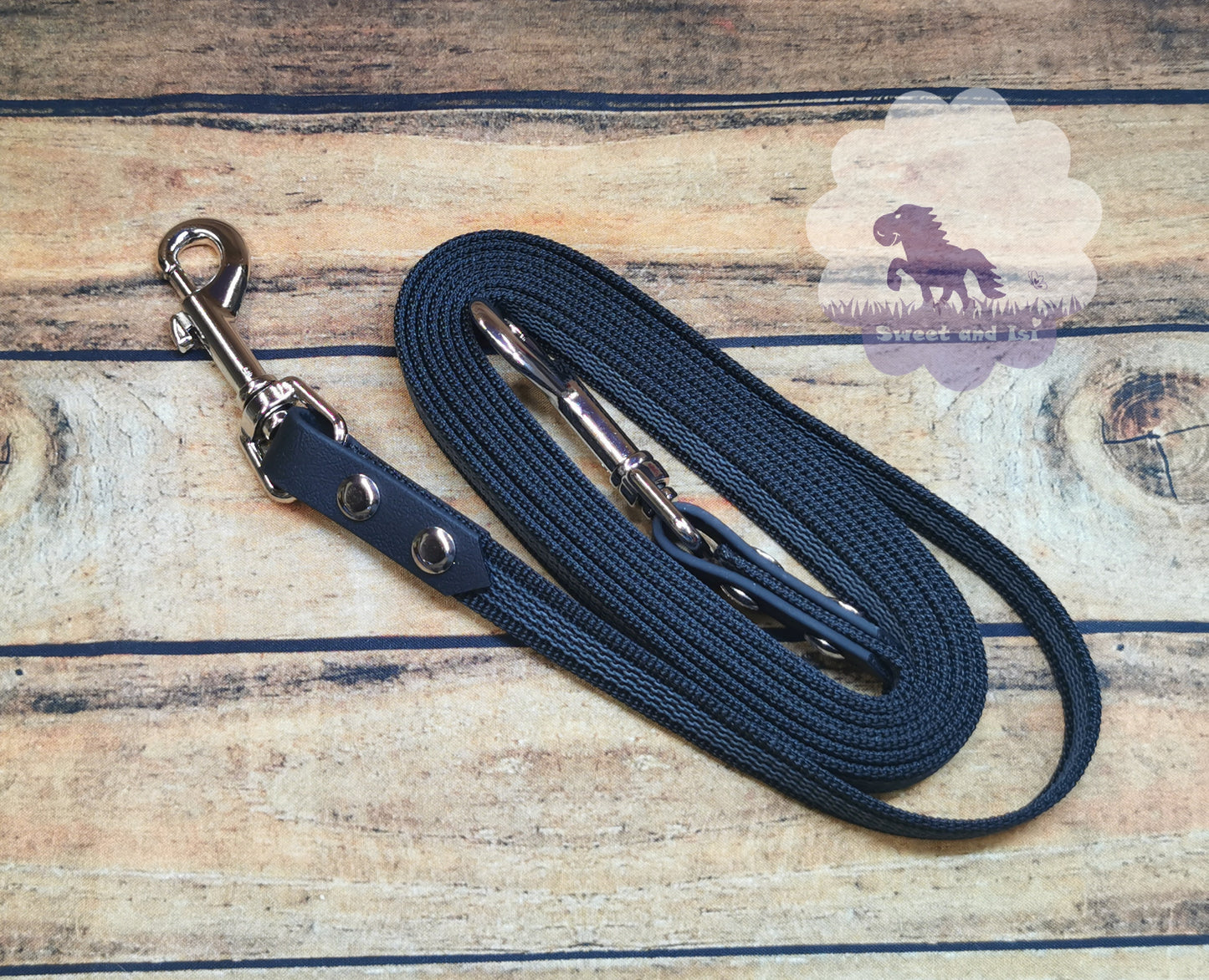 Bunte Gurtzügel mit Gummifäden - Karabiner