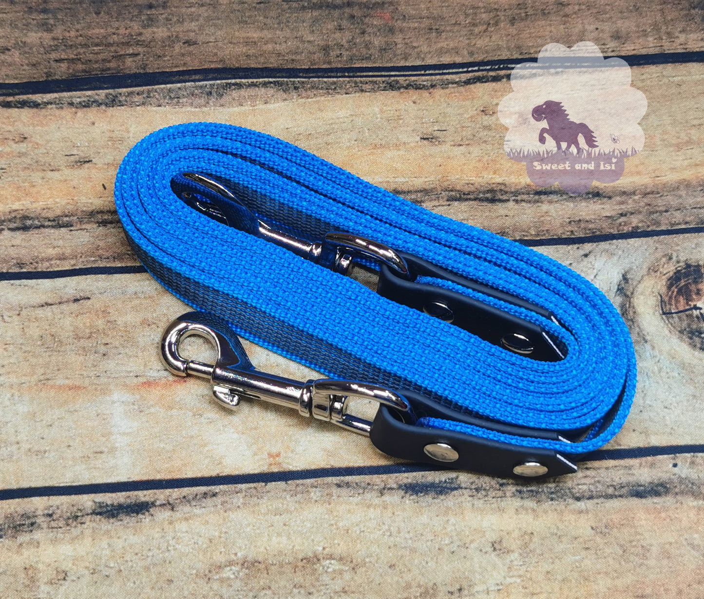 Bunte Gurtzügel mit Gummifäden - Karabiner