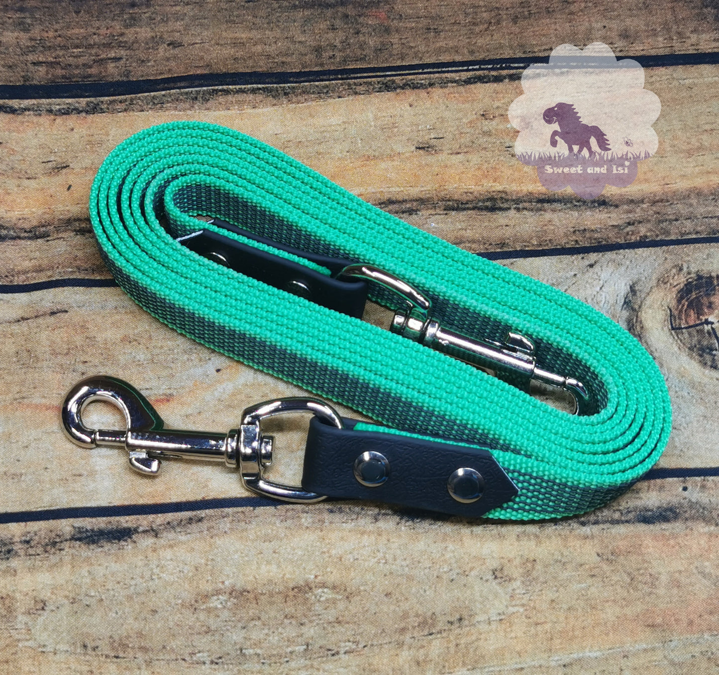 Bunte Gurtzügel mit Gummifäden - Karabiner